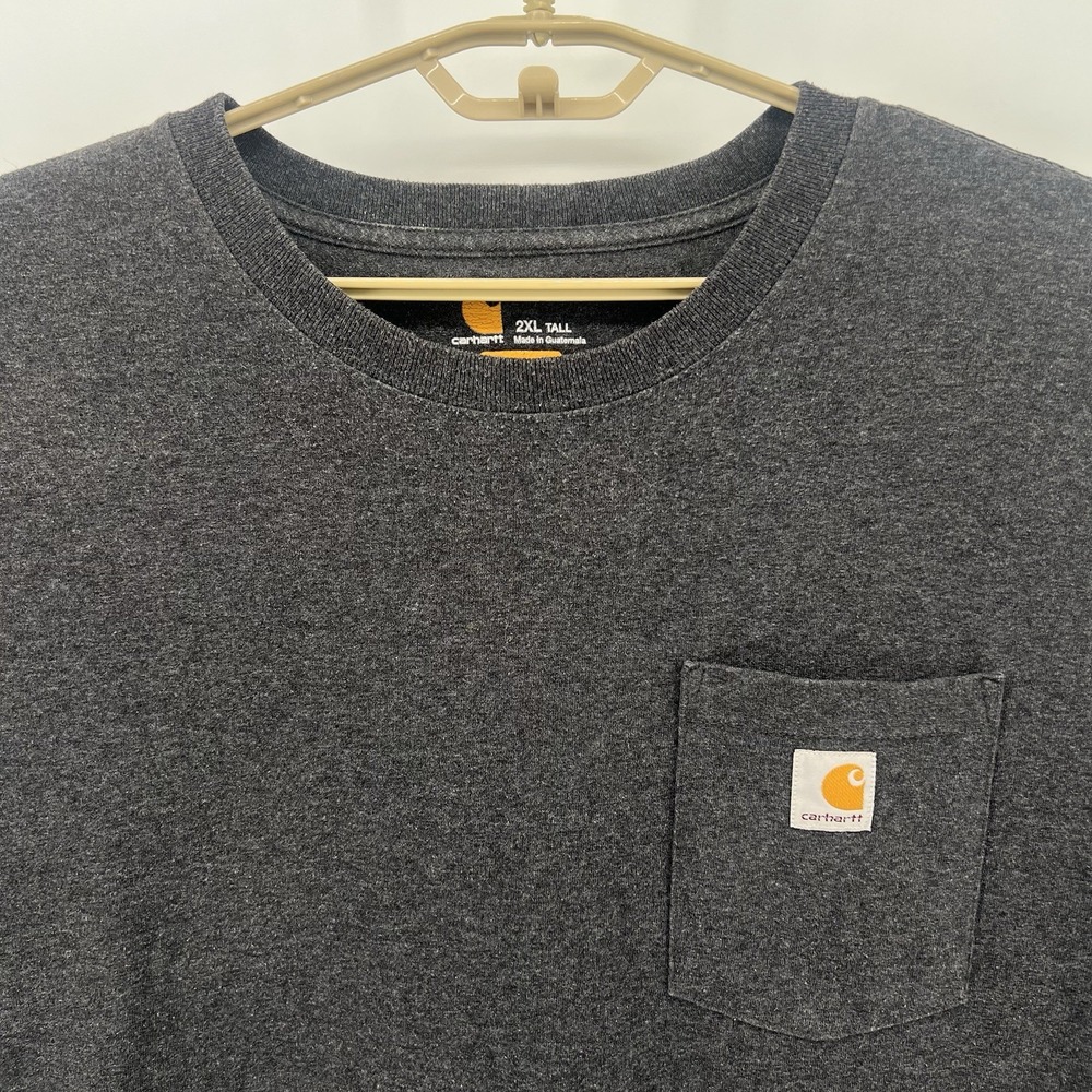 Carhartt Charcoal Grey 2XL Tall Original Fit Pocket T-shirt Short Sleeve K87 CRH - Picture 2 of 7